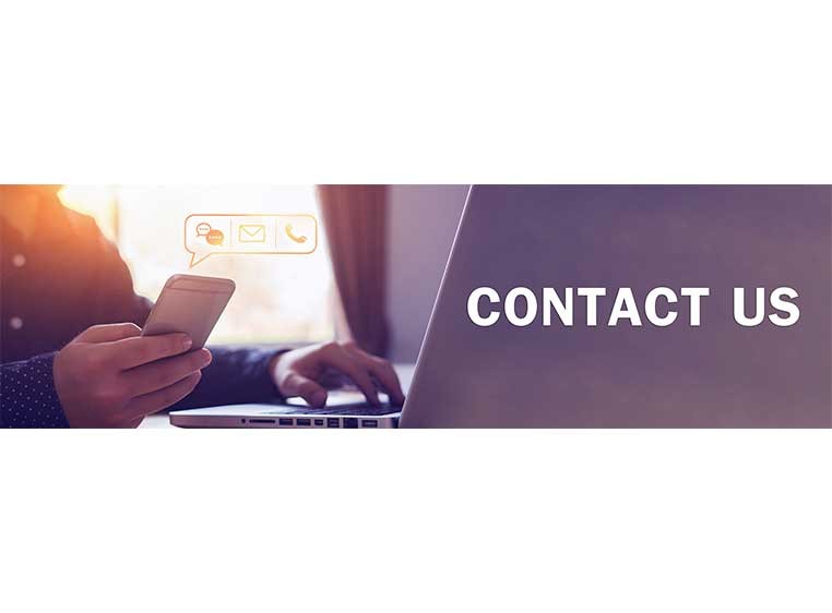 Man on a cell phone with the caption "Contact Us"